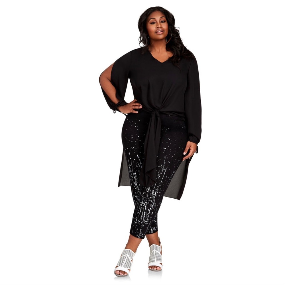 Open Sleeve Tie Front Blouse